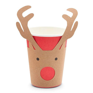Kraft Christmas Paper Cups with Reindeer Antler Wrappers (9 oz, 50 Pack)