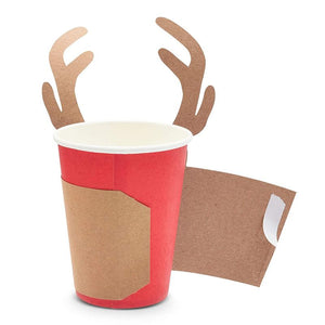 Kraft Christmas Paper Cups with Reindeer Antler Wrappers (9 oz, 50 Pack)