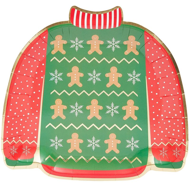 Ugly Christmas Sweater Paper Plates for Holiday Party (9.5 In, 48 Pack)