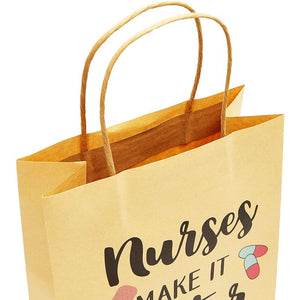 Nurse Gift Bags for Appreciation Gifts Medium Kraft Paper (8 x 10 in, 24 Pack)