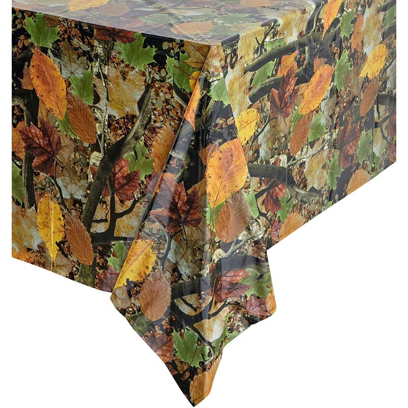 Plastic Tablecloths for Camo Birthday Party Supplies (54 x 108 In, 3 Pack)