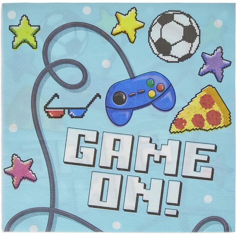Video Game Party Supplies, Dinnerware, Tablecloth, Banner (Serves 24, 99 Pieces)