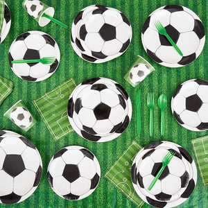 Soccer Birthday Party Pack, Dinnerware Set and Banner (Serves 24, 171 Pieces)