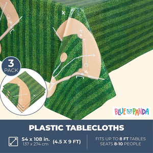 Baseball Tablecloth Birthday Party Plastic Table Cover (54 x 108 in, 3 Pack)