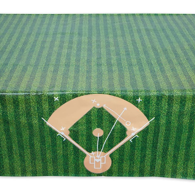 Baseball Tablecloth Birthday Party Plastic Table Cover (54 x 108 in, 3 Pack)