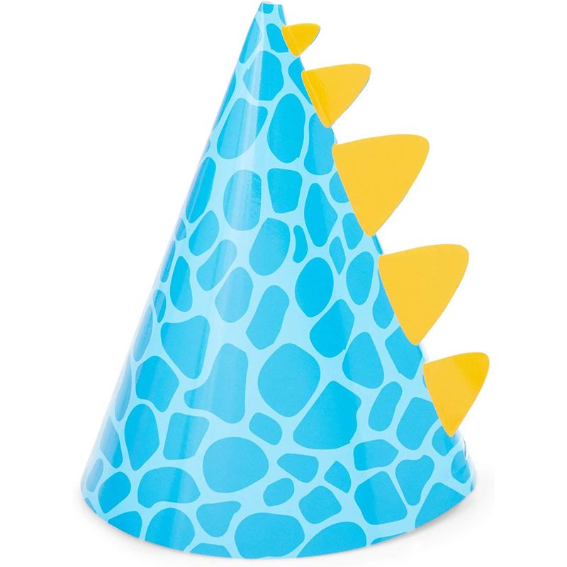 Dinosaur Party Hats for Kids Birthday, Cone Party Hats (4.75 x 7 in, 24 Pack)