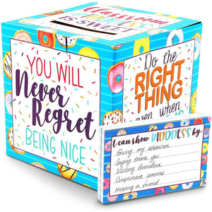 Classroom Kindness Cards and Ballot Box for Elementary Students (8x8 In, 50 Cards)