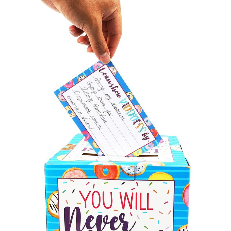 Classroom Kindness Cards and Ballot Box for Elementary Students (8x8 In, 50 Cards)