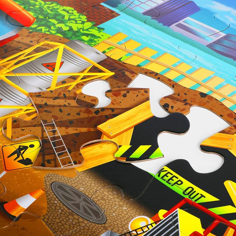 48-Piece Giant Floor Jigsaw Puzzles for Preschool Kids, Construction, 2.9 x 1.9 Feet