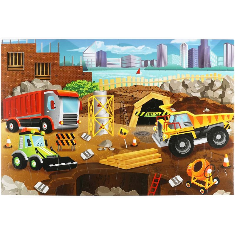 48-Piece Giant Floor Jigsaw Puzzles for Preschool Kids, Construction, 2.9 x 1.9 Feet