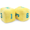 Plush Exercise Dice Cubes for Indoor, Outdoor Games (Blue, Yellow, 4 in, 4 Pack)