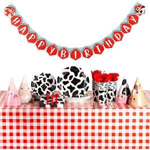 Farm Animals Birthday Party Pack, Hats, Banner, Tablecloths (Serves 24, 195 Pieces)