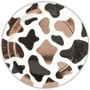 Farm Animal Party Plates, Cow Birthday Supplies (9 In, Foil, 48 Pack)