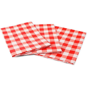 Country Red and White Checkered Tablecloth, Rustic Plastic Table Cover (54 x 108 in, 3 Pack)