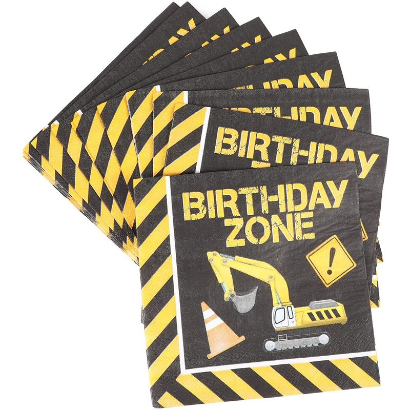 Construction Theme Birthday Party Napkins (6.5 in, 100 Pack)