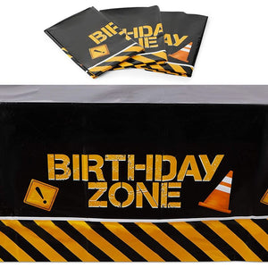 Construction Birthday Party Table Cloth Cover (Plastic, 54 x 108 In, 3 Pack)