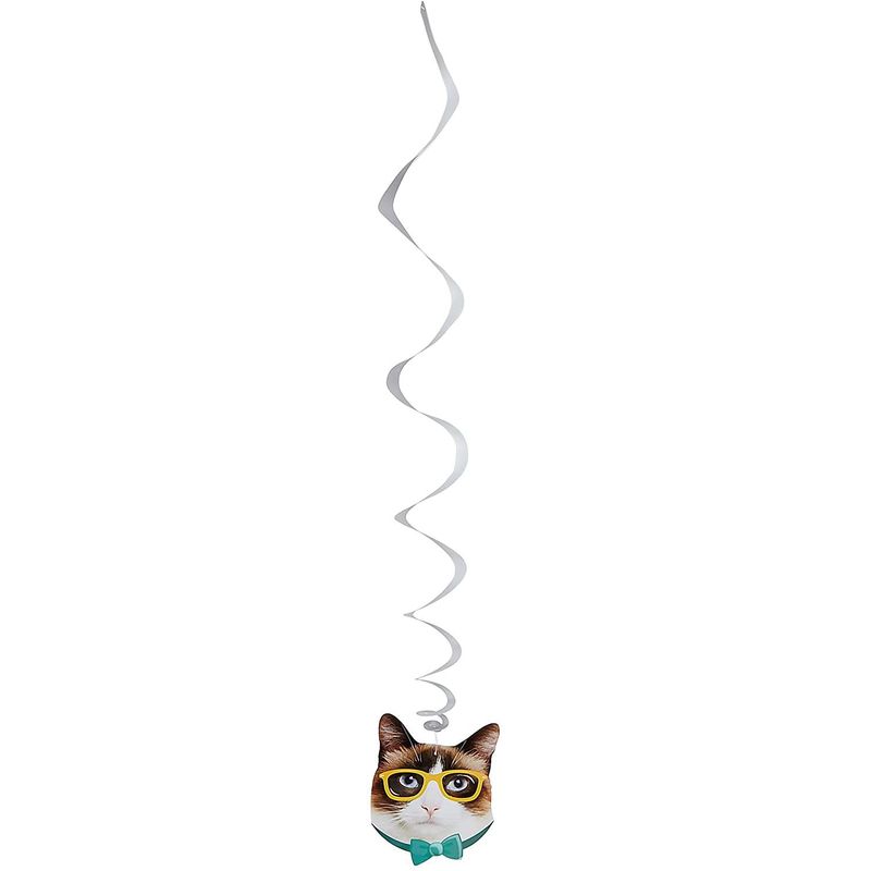 Hanging Swirl Ceiling Decorations, Cat Birthday Party Supplies (36 Pack)