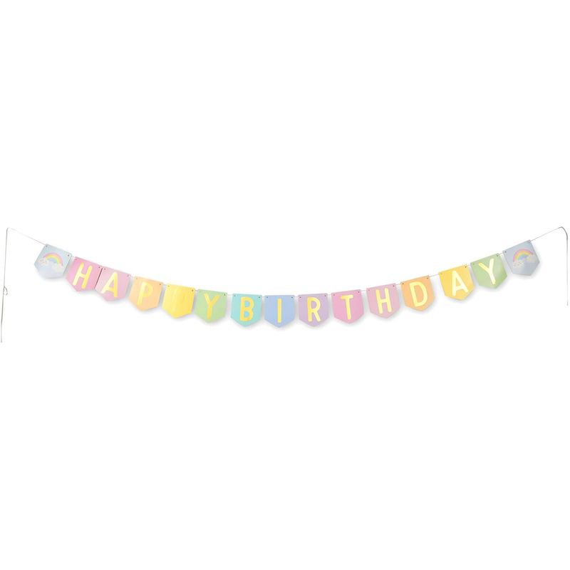 Rainbow Party Pack with Dinnerware, Tablecloth, Banner (Serves 24, 99 Pieces)