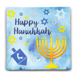 Happy Hanukkah Paper Napkins, Menorahs, Dreidels, Star of David (6.5 In, 100 Pack)