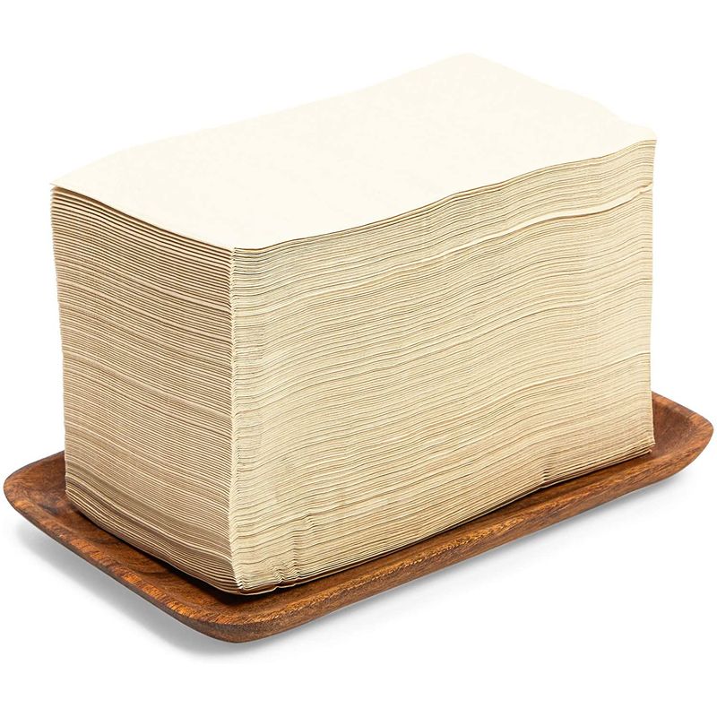 Disposable Bathroom Paper Napkins for Guests, Large Rectangle (Beige, 4 x 8 In, 200 Pack)