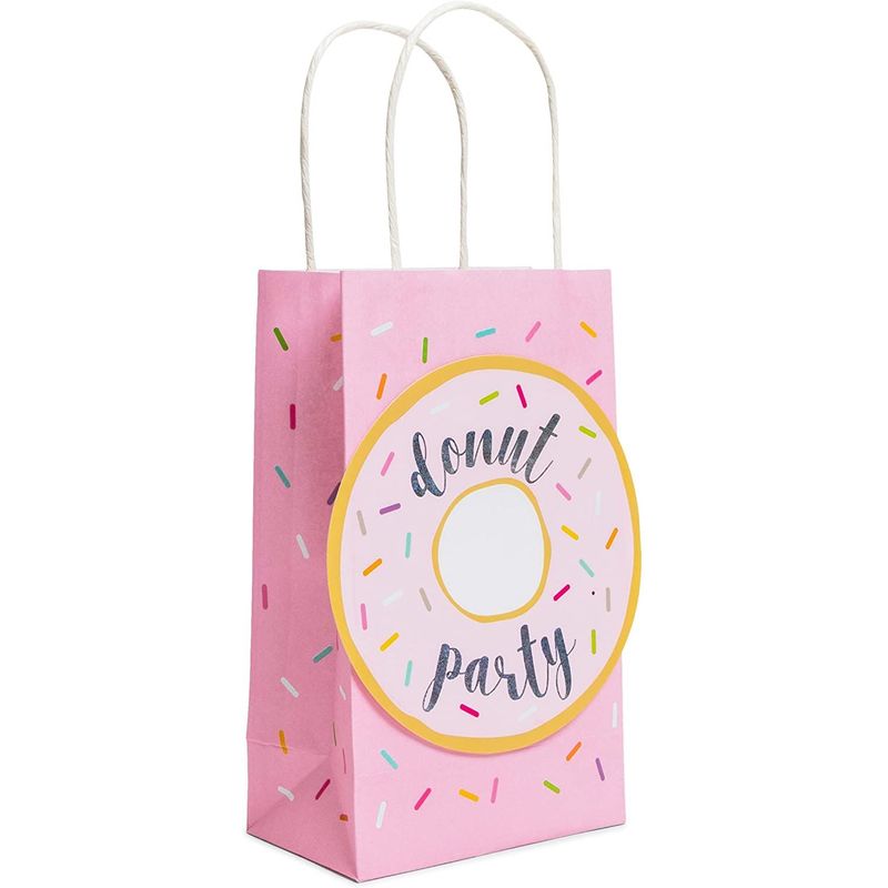 Donut Birthday Party Favor Bags (5.25 x 9 x 3.15 Inches, 24 Pack)