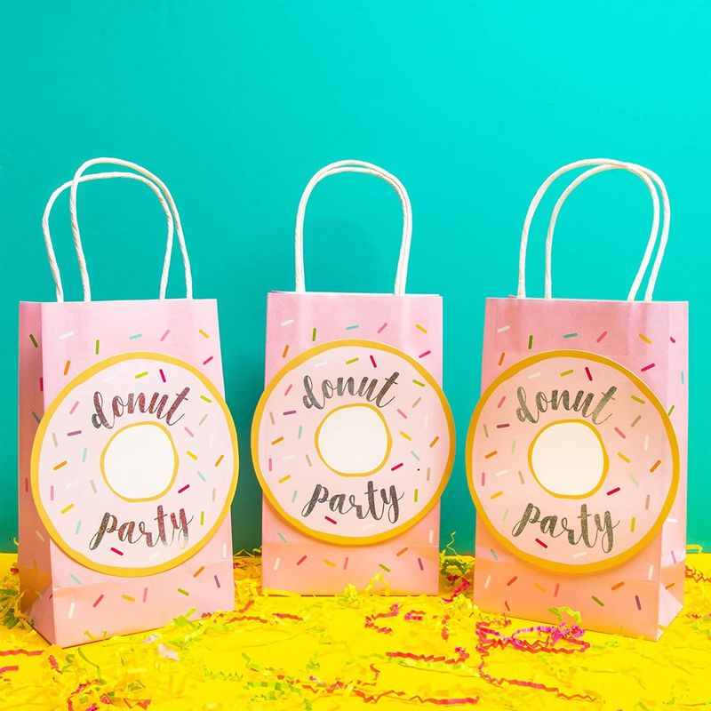 Donut Birthday Party Favor Bags (5.25 x 9 x 3.15 Inches, 24 Pack)