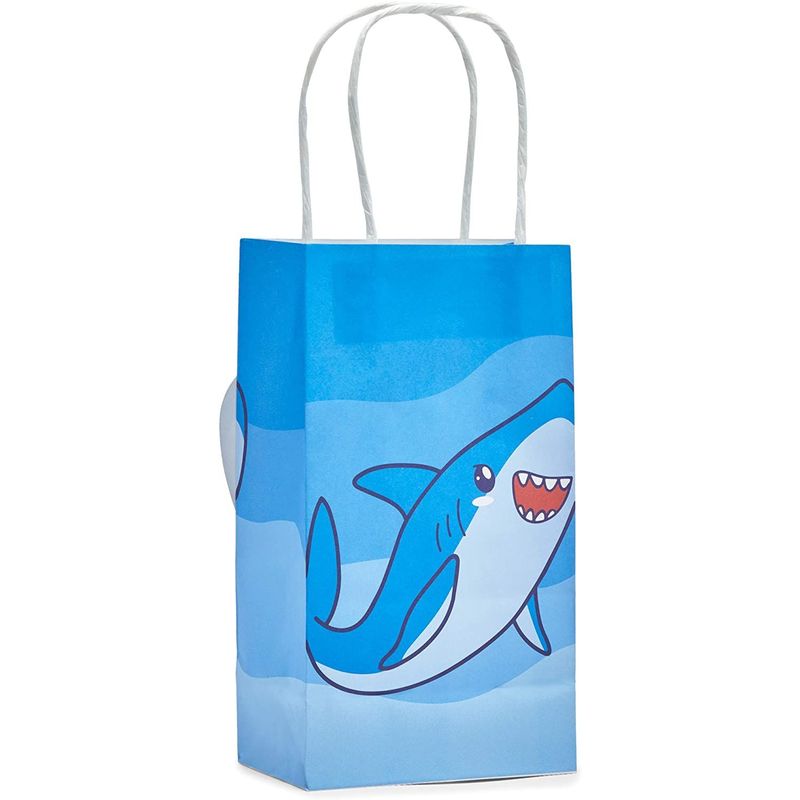 Shark Birthday Party Favor Gift Bags (Blue, 9 x 5.3 x 3.15 in, 15 Pack)