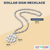 Dollar Sign Pendant Necklace for Halloween, Costumes (28 In, Silver)