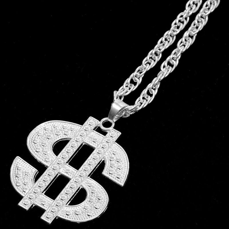 Dollar Sign Necklaces, Set of 12, Plastic Necklaces for Kids with Metallic  Silver Finish, Fun Mardi Gras Necklaces, Accessories for HipHop, Rap, or