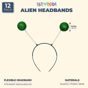 Alien Antenna Headbands for Adults (12 Pack, Green)