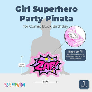 Girl Comic Book Hero Pink Party Pinata for Comic Book Birthday (17 x 11.2 x 3 Inches)