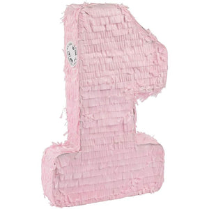 Pink Floral Pinata for Girls 1st Birthday Party, Number 1 (11 x 16.5 x 3 In)