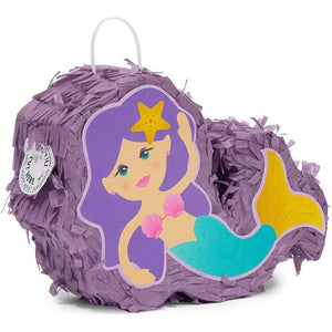 Mini Mermaid Piñatas for Girls Birthday Party Decorations (8 x 5 x 2.5 In, 3 Pack)