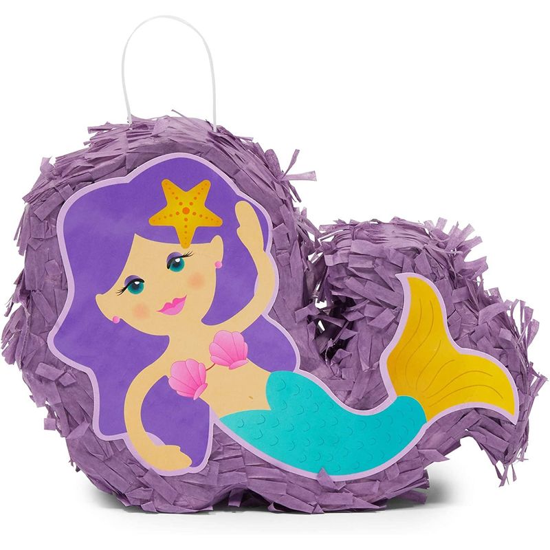 Mini Mermaid Piñatas for Girls Birthday Party Decorations (8 x 5 x 2.5 In, 3 Pack)