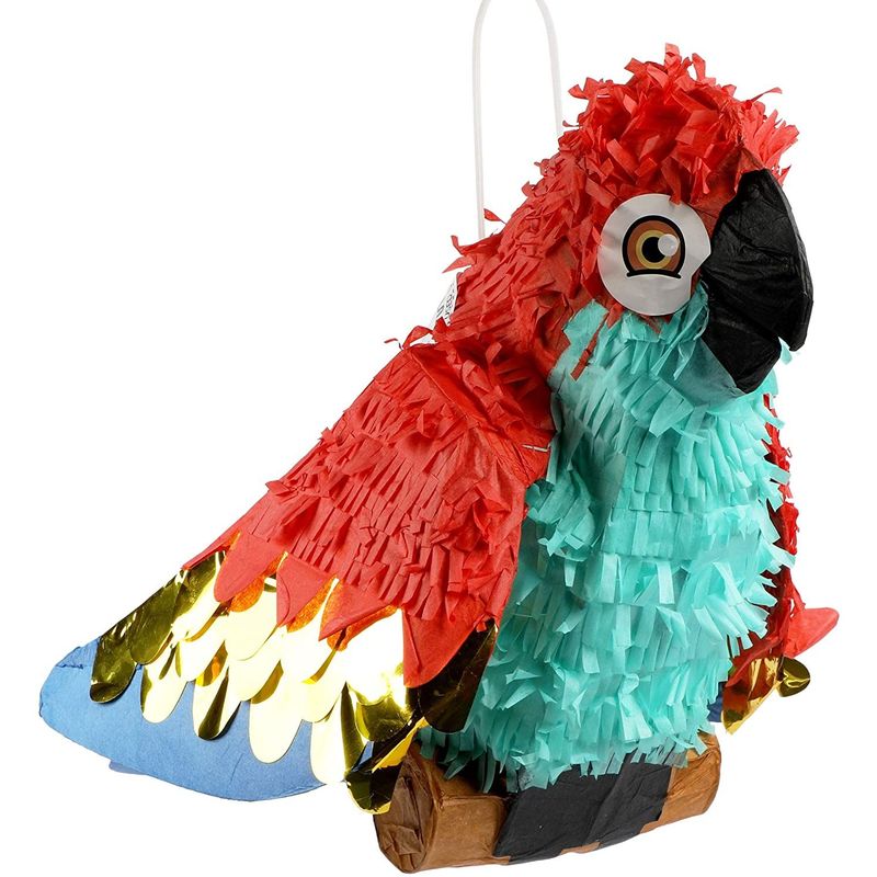 Small Parrot Pinata for Pirate Birthday Party (14.5 x 14 x 6 In)