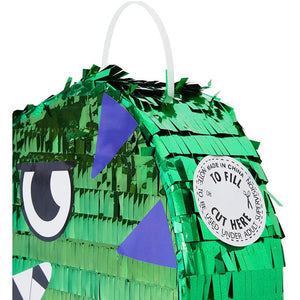 Small Green Scary T-Rex Dinosaur Pinata for Birthday Party (11 x 12.9 x 3 In)