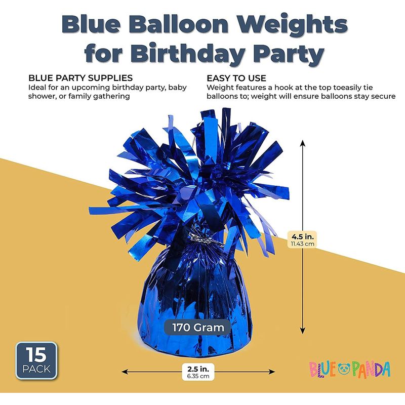 Blue Balloon Weights for Birthday Party Decorations (6 oz, 4.5 In, 15 Pack)