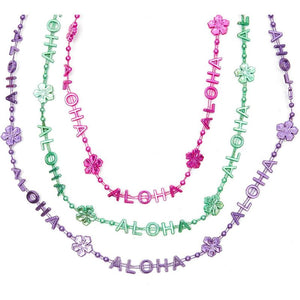 Aloha Beaded Hawaiian Necklace Party Favors, Luau Decorations (15.5 in, 24 Pack)