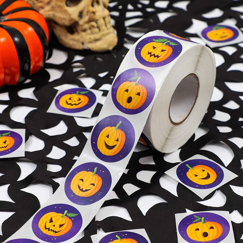 Pumpkin Face Halloween Stickers and Party Favors (1.5 in, 1000 Count)