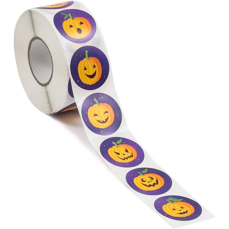 Pumpkin Face Halloween Stickers and Party Favors (1.5 in, 1000 Count)