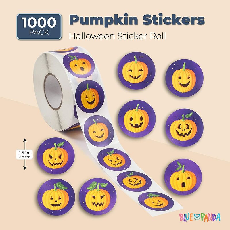 Pumpkin Face Halloween Stickers and Party Favors (1.5 in, 1000 Count)