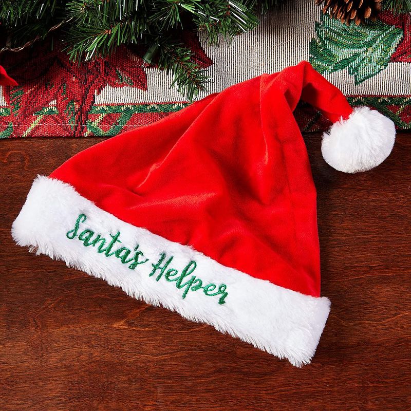 Red Christmas Hats, Santa's Helper Design (10.5 x 14.2 in, 2 Pack)