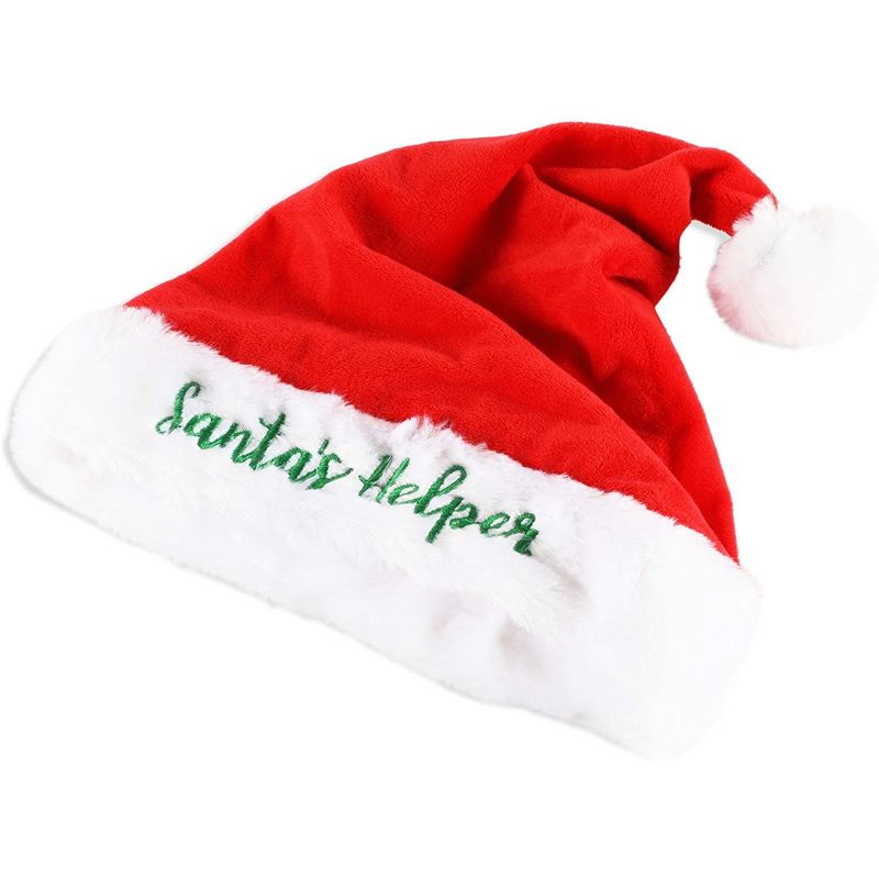 Red Christmas Hats, Santa's Helper Design (10.5 x 14.2 in, 2 Pack)