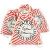 Christmas Candy Cane Canvas Drawstring Bags for Holiday Party Favors (4 Pack)