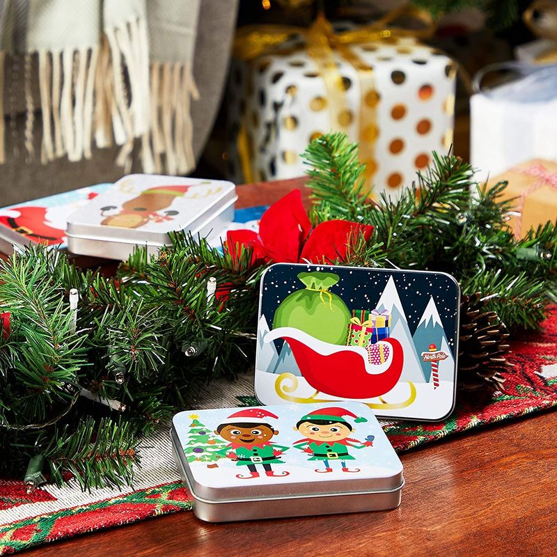 Metal Gift Card Tin Boxes with Lids for Christmas Presents (4.5 x 3.3 In, 6 Pack)