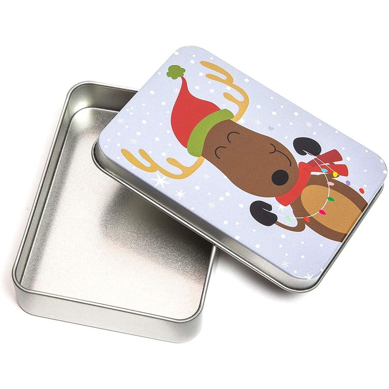 Metal Gift Card Tin Boxes with Lids for Christmas Presents (4.5 x 3.3 In, 6 Pack)