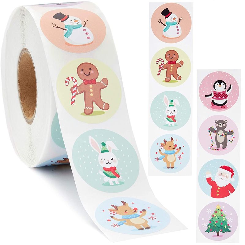 Christmas Stickers, Sticker Roll for Kids (1.5 in, 1000 Pieces)