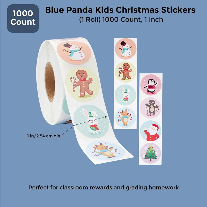 Christmas Stickers, Sticker Roll for Kids (1.5 in, 1000 Pieces)