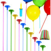 Balloon Sticks with Cups and Air Pump for Balloon Bouquet, 5 Colors (201 Pieces)