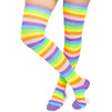 Rainbow Knee High Socks and Fingerless Gloves for Girls (One Size, 2 Pieces)